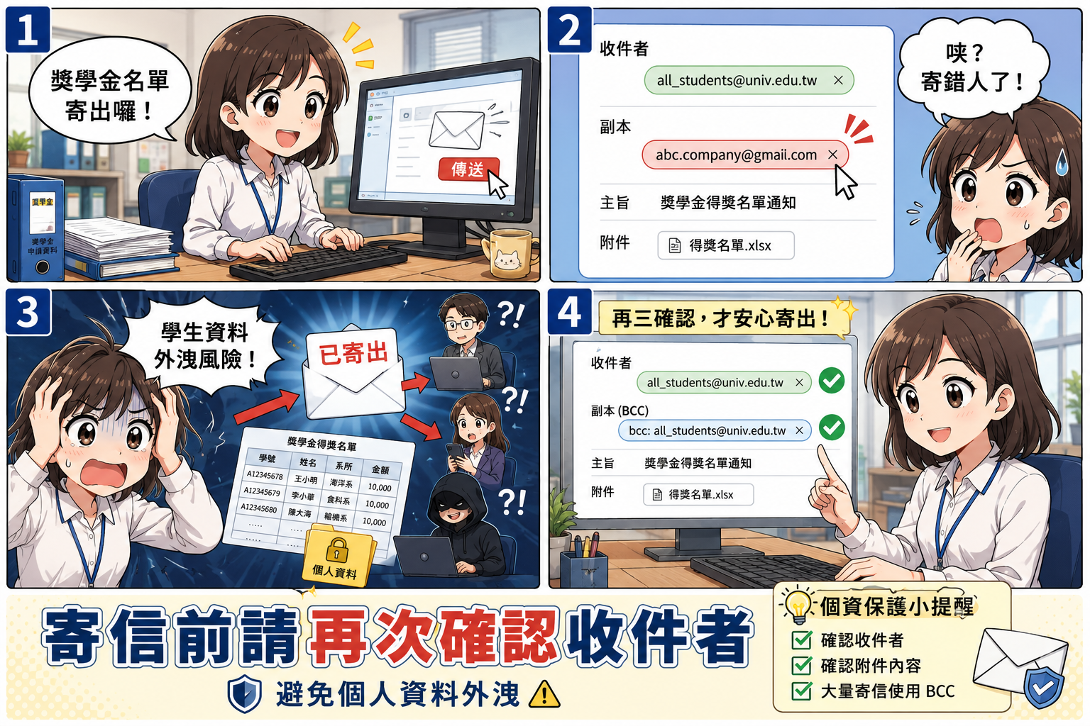 (個資宣導)主題一：寄信時，請再確認收件者